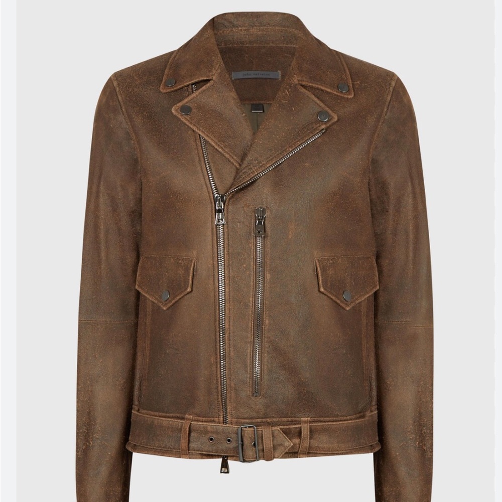 Belted leather biker jacket!